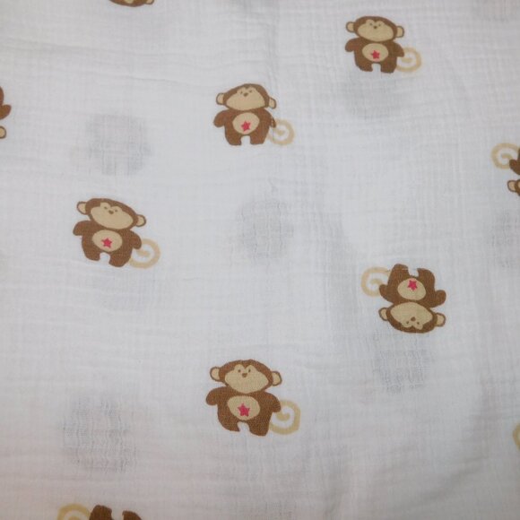 Aden & Anais Brown Monkey Red Star 100% Cotton Muslin Baby Swaddle Blanket - Picture 6 of 6